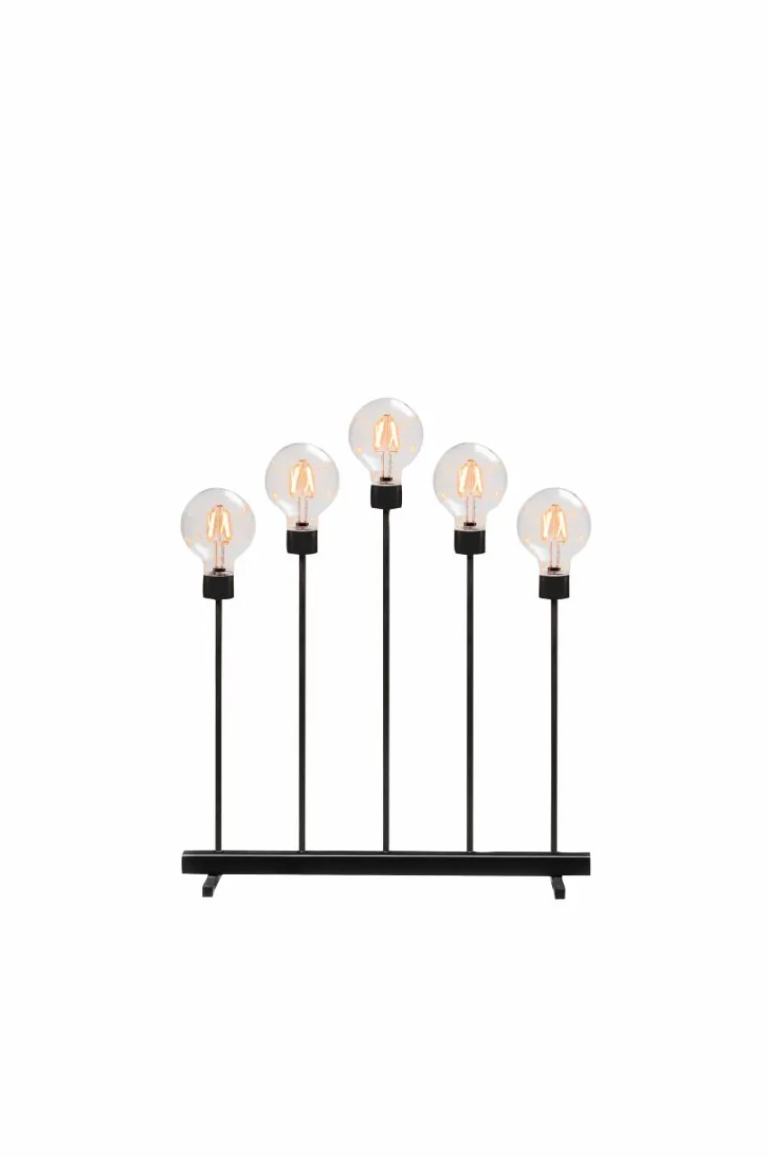 Julbelysning|Jotex Elljusstake 5 Ljus Met. 54cm Svart