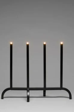 Julbelysning|Jotex Elljusstake 4 Ljus Met. 40,8cm Svart
