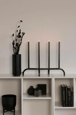 Julbelysning|Jotex Elljusstake 4 Ljus Met. 40,8cm Svart