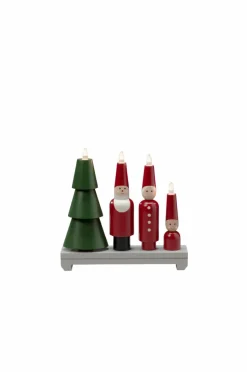 Julbelysning|Jotex Elljusstake 4 Ljus "Tomte" 28cm Röd/grön