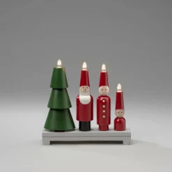 Julbelysning|Jotex Elljusstake 4 Ljus "Tomte" 28cm Röd/grön