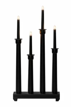 Julbelysning|Jotex Elljusstake 4 Ljus Trä 59cm Svart