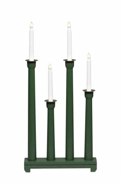 Julbelysning|Jotex Elljusstake 4 Ljus Trä 59cm Grön