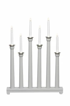 Julbelysning|Jotex Elljusstake 6 Ljus Trä 59cm Grå