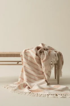 Plädar & Filtar|Jotex ELLY Pläd Naturvit/roströd