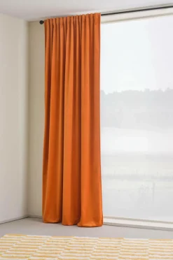 Sammetsgardiner|Multifunktionsgardiner|Jotex ELSIE Mörkläggningsgardin - 1 Längd Bränd orange