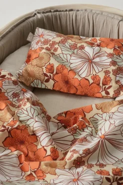Barnsängkläder|Jotex FIORI BABY Påslakanset Vagn/vagga Orange/multi