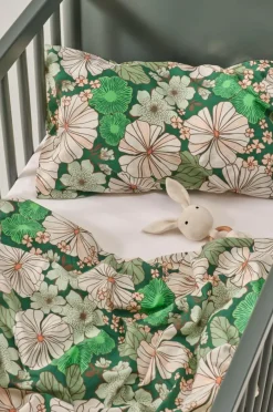 Barnsängkläder|Jotex FIORI MINI Påslakanset Spjälsäng Grön/multi