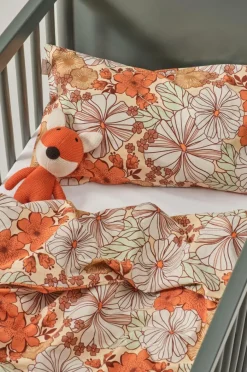 Barnsängkläder|Jotex FIORI MINI Påslakanset Spjälsäng Orange/multi