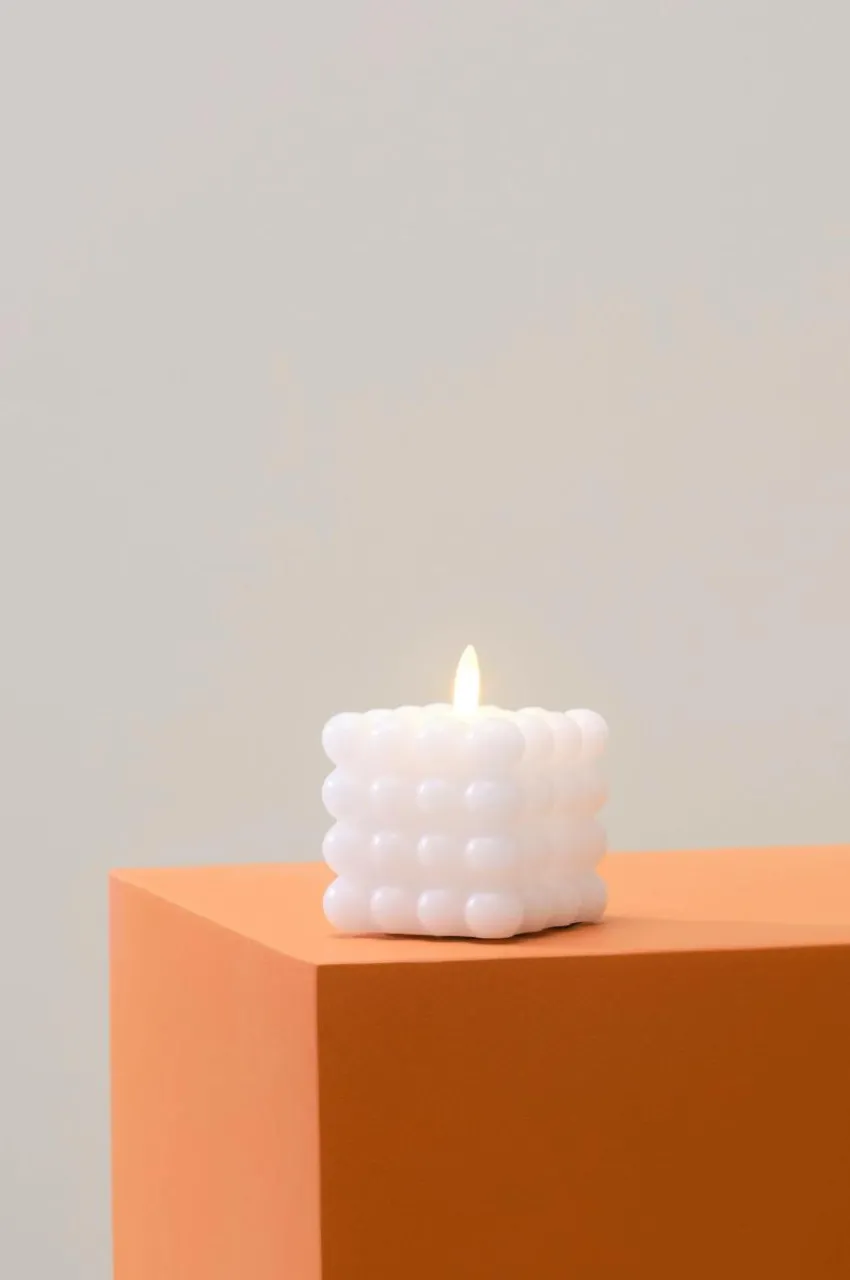 Ljus|Jotex FLAMME DOT Blockljus LED 9,5 Cm Vit