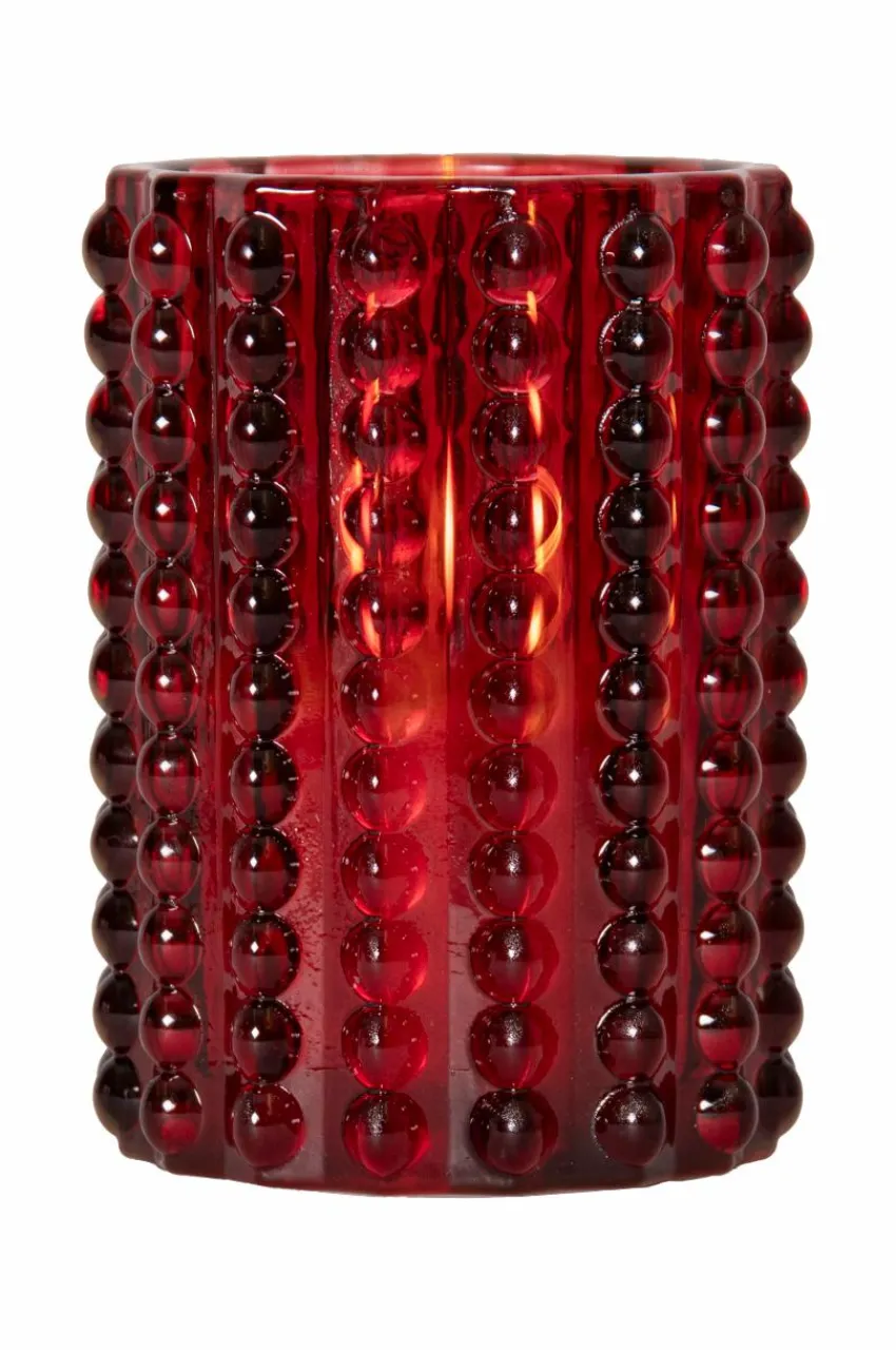 Ljus|Jotex FLAMME DOTTY Batterdrivet Ljus Röd