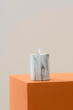 Ljus|Jotex FLAMME MARBLE Blockljus LED 12,5 Cm Grå