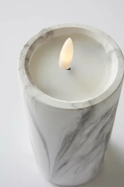 Ljus|Jotex FLAMME MARBLE Blockljus LED 17,5 Cm Grå