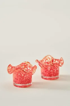 Ljuslyktor|Jotex FREESIA Ljuslykta 2-pack Clear with red/ orange