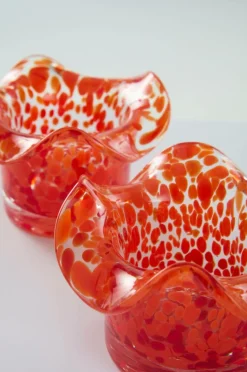 Ljuslyktor|Jotex FREESIA Ljuslykta 2-pack Clear with red/ orange