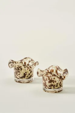 Ljuslyktor|Jotex FREESIA Ljuslykta 2-pack Clear with yellow/ coffee brown