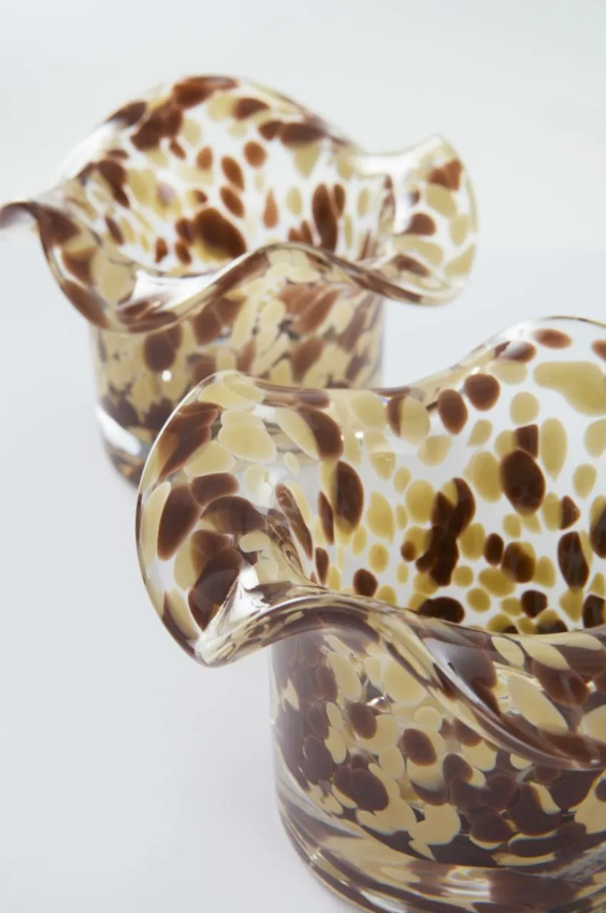 Ljuslyktor|Jotex FREESIA Ljuslykta 2-pack Clear with yellow/ coffee brown