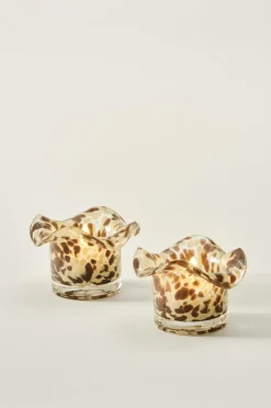Ljuslyktor|Jotex FREESIA Ljuslykta 2-pack Clear with yellow/ coffee brown