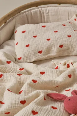 Barnsängkläder|Jotex HEARTS BABY Påslakanset Vagn/vagga - Ekologisk Naturvit