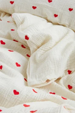 Barnsängkläder|Jotex HEARTS MINI Påslakanset Spjälsäng - Ekologisk Naturvit