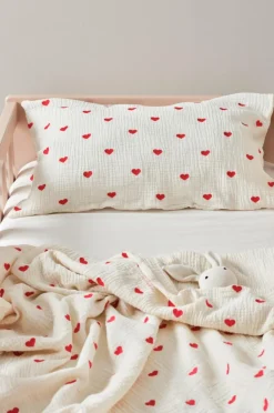Barnsängkläder|Jotex HEARTS MINI örngott 55x35 Cm - Ekologisk Naturvit