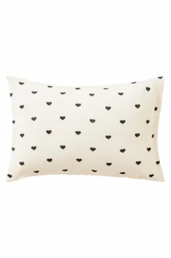 Barnsängkläder|Jotex HEARTS MINI örngott 55x35 Cm - Ekologisk Vit/svart