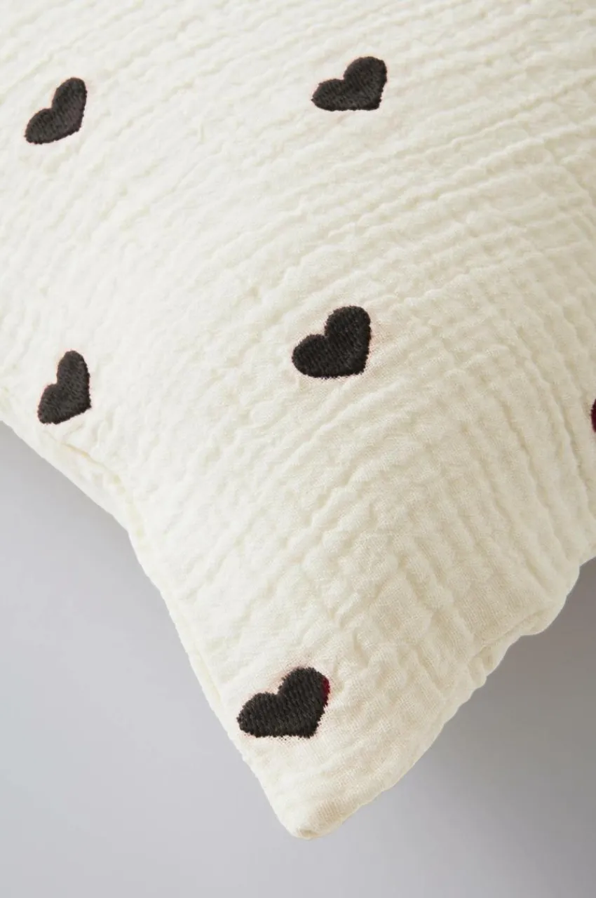 Barnsängkläder|Jotex HEARTS MINI örngott 55x35 Cm - Ekologisk Vit/svart