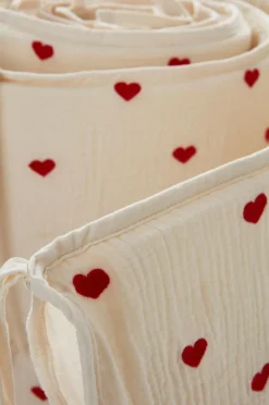 Barnsängkläder|Jotex HEARTS MINI Spjälsängsskydd - Ekologisk Naturvit