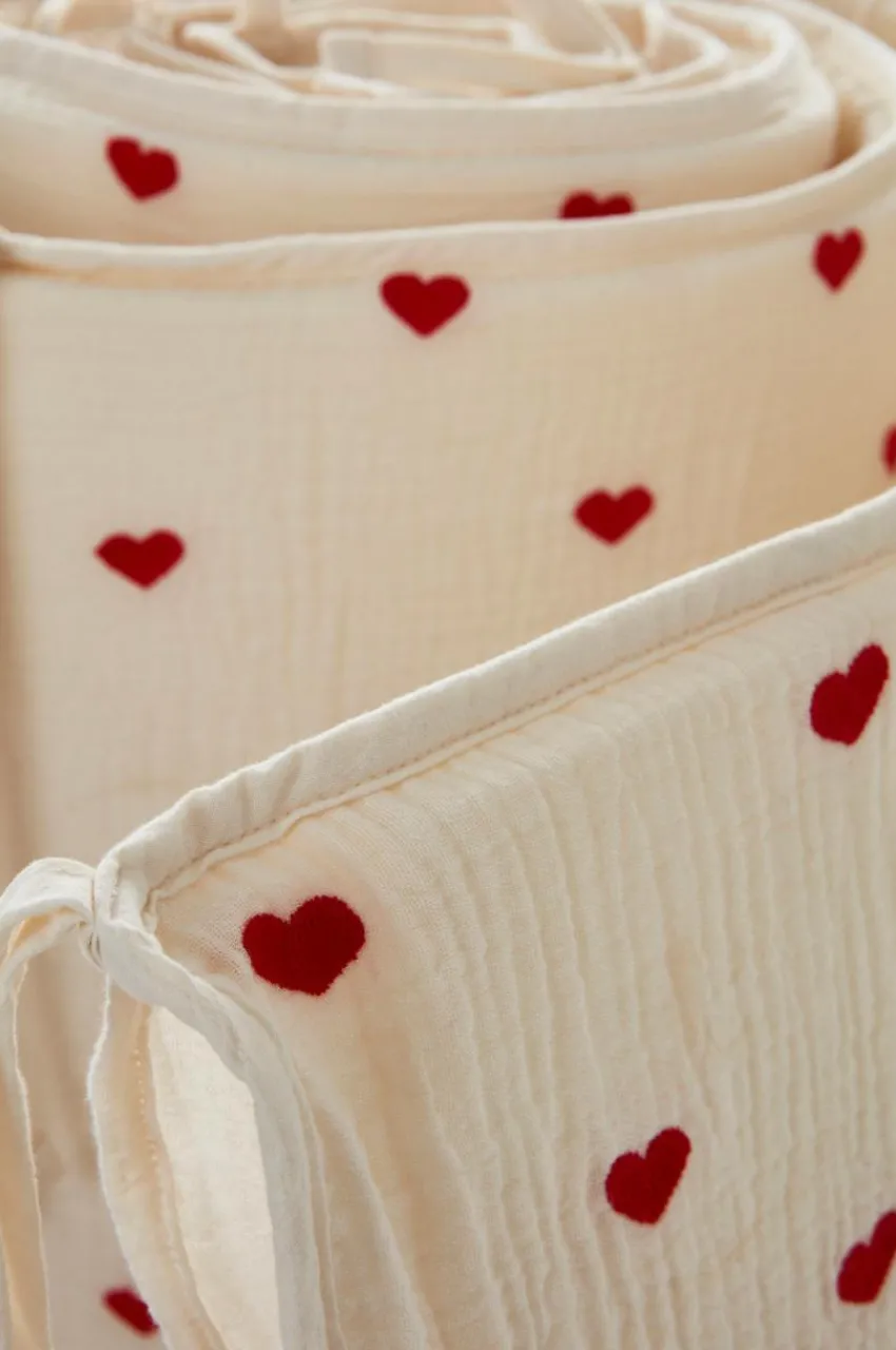 Barnsängkläder|Jotex HEARTS MINI Spjälsängsskydd - Ekologisk Naturvit