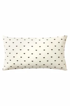 Barnsängkläder|Jotex HEARTS örngott 90x50 Cm - Ekologisk Vit/svart