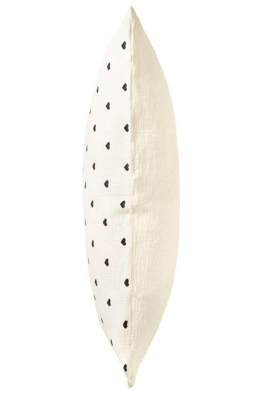 Barnsängkläder|Jotex HEARTS örngott 90x50 Cm - Ekologisk Vit/svart