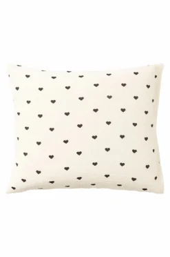 Barnsängkläder|Jotex HEARTS örngott 60x50 Cm - Ekologisk Vit/svart