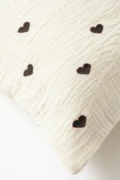 Barnsängkläder|Jotex HEARTS örngott 60x50 Cm - Ekologisk Vit/svart