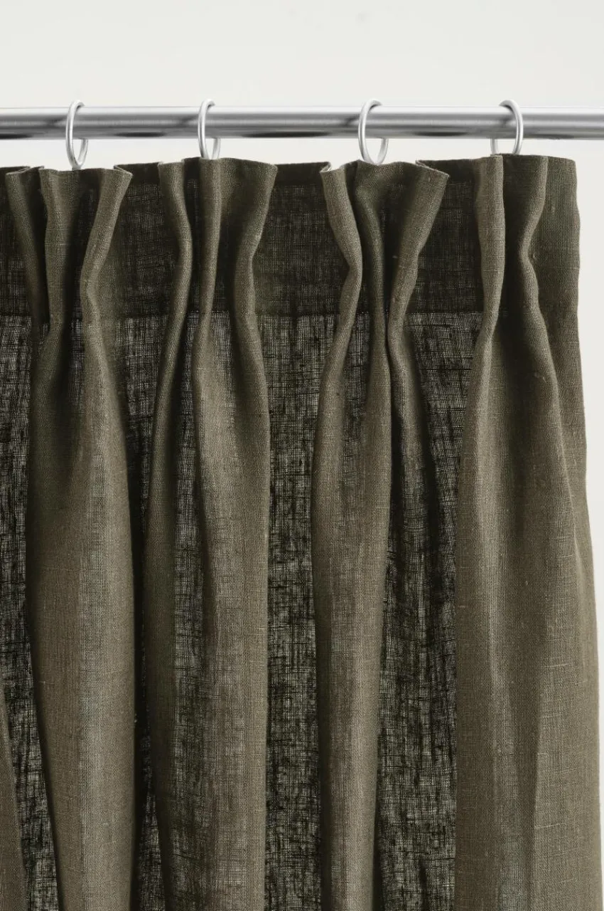Linnegardiner|Multifunktionsgardiner|Jotex HEDDIE Linnegardin 2-pack Mörk oliv