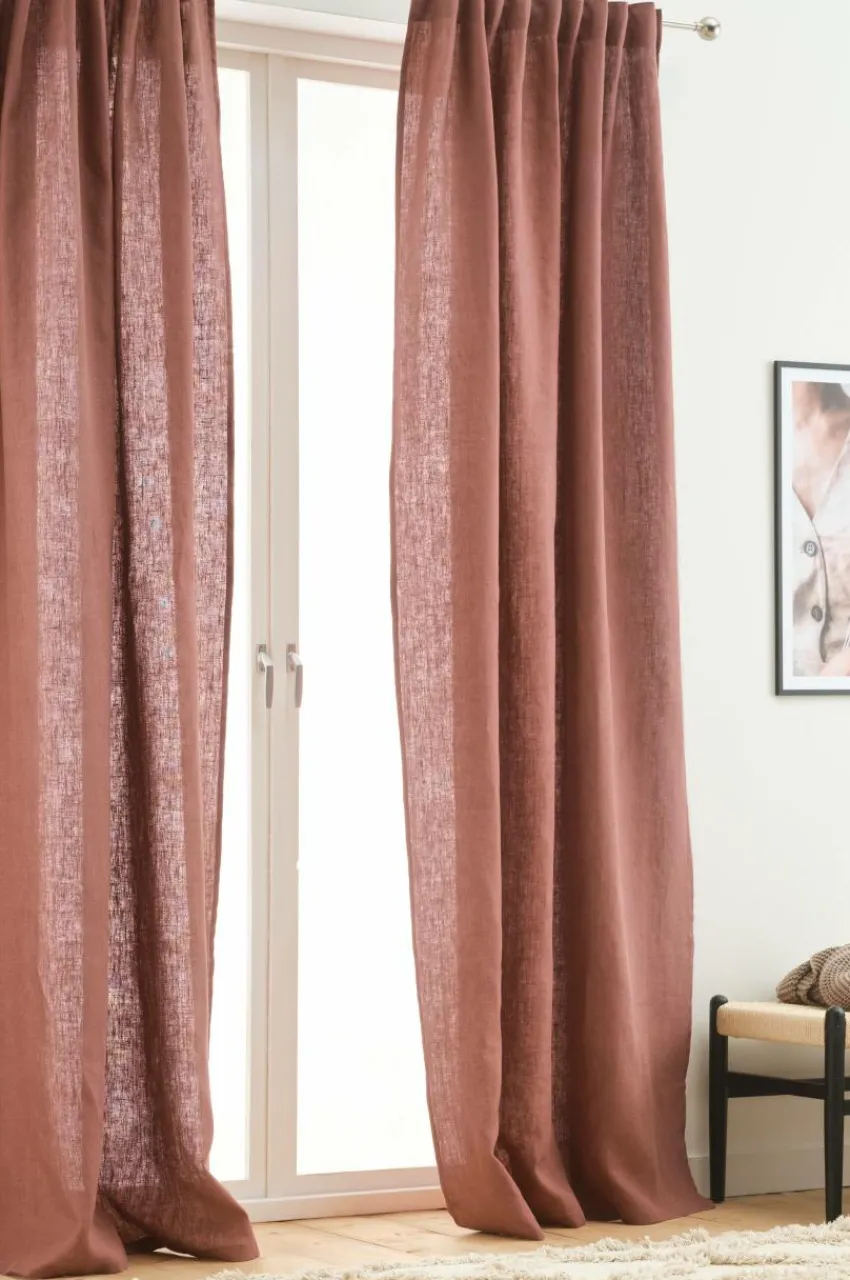 Linnegardiner|Multifunktionsgardiner|Jotex HEDDIE Linnegardin 2-pack Brun