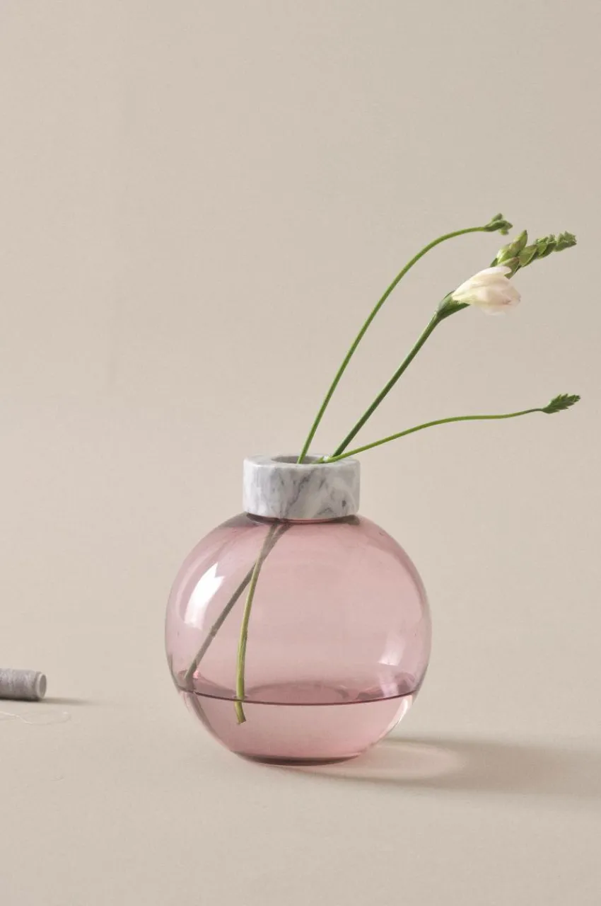 Vaser|Jotex HILLEVI Glasvas - Höjd 19 Cm Ljuslila/marmor