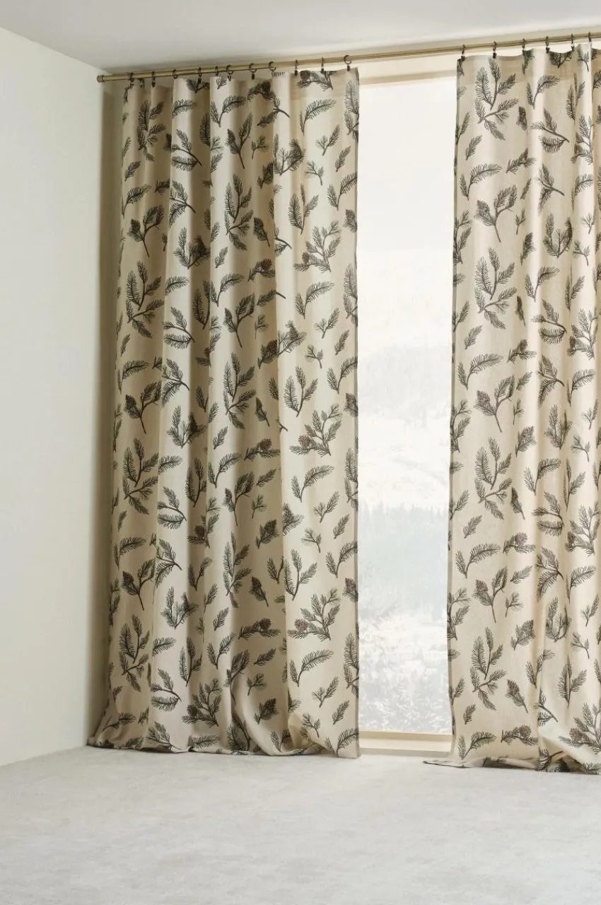 Julgardiner|Multifunktionsgardiner|Jotex HOLLY Multifunktionsgardin 2-pack Beige/grön