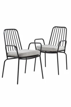 Utestolar & Utepallar|Utemöbler|Jotex IMPERIA Karmstol 2-pack Svart/ljusgrå dyna