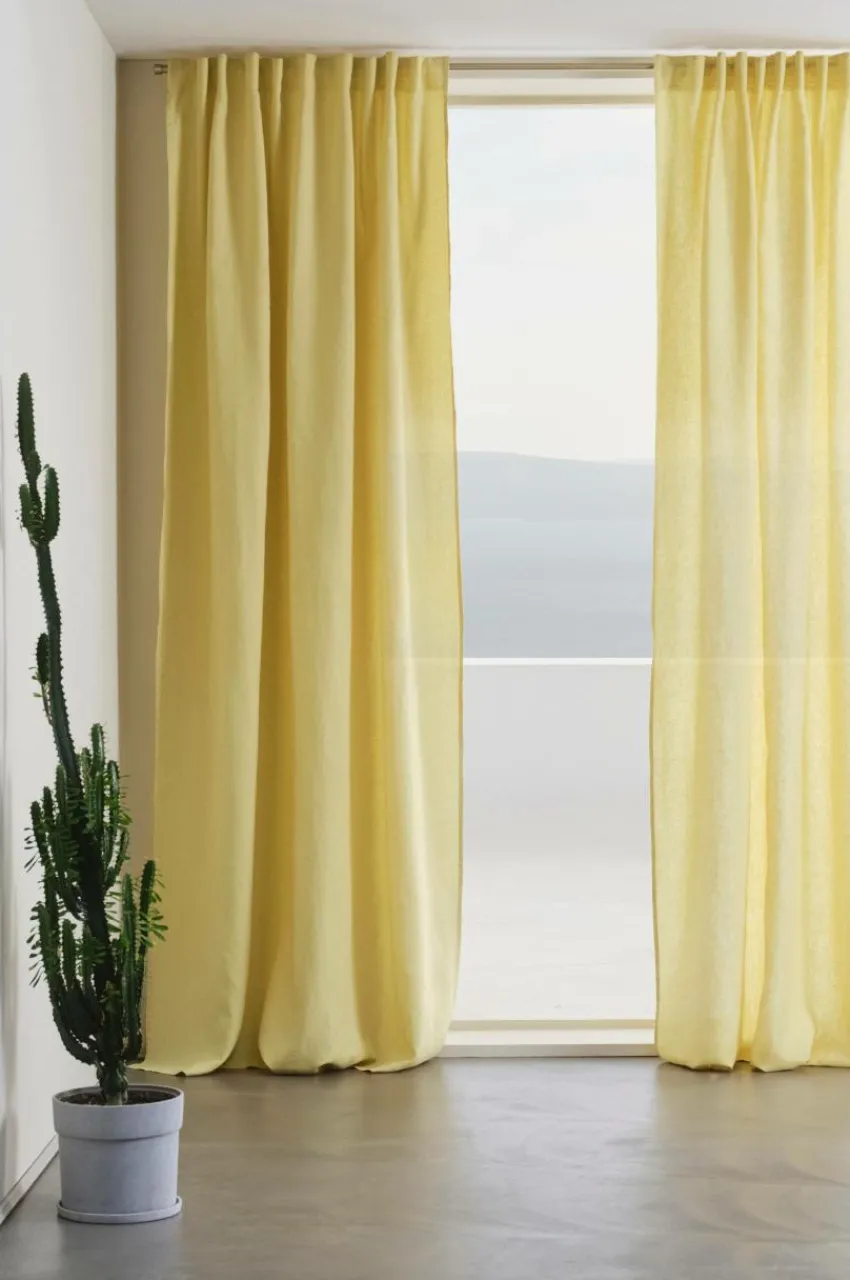 Linnegardiner|Multifunktionsgardiner|Jotex JONIE Linnegardin 2-pack Gul