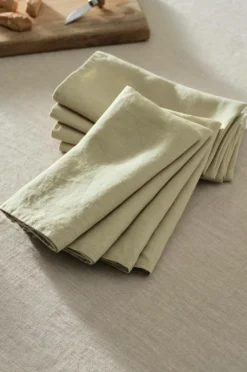 Servetter|Jotex JONIE Linneservett 8-pack Grönbeige