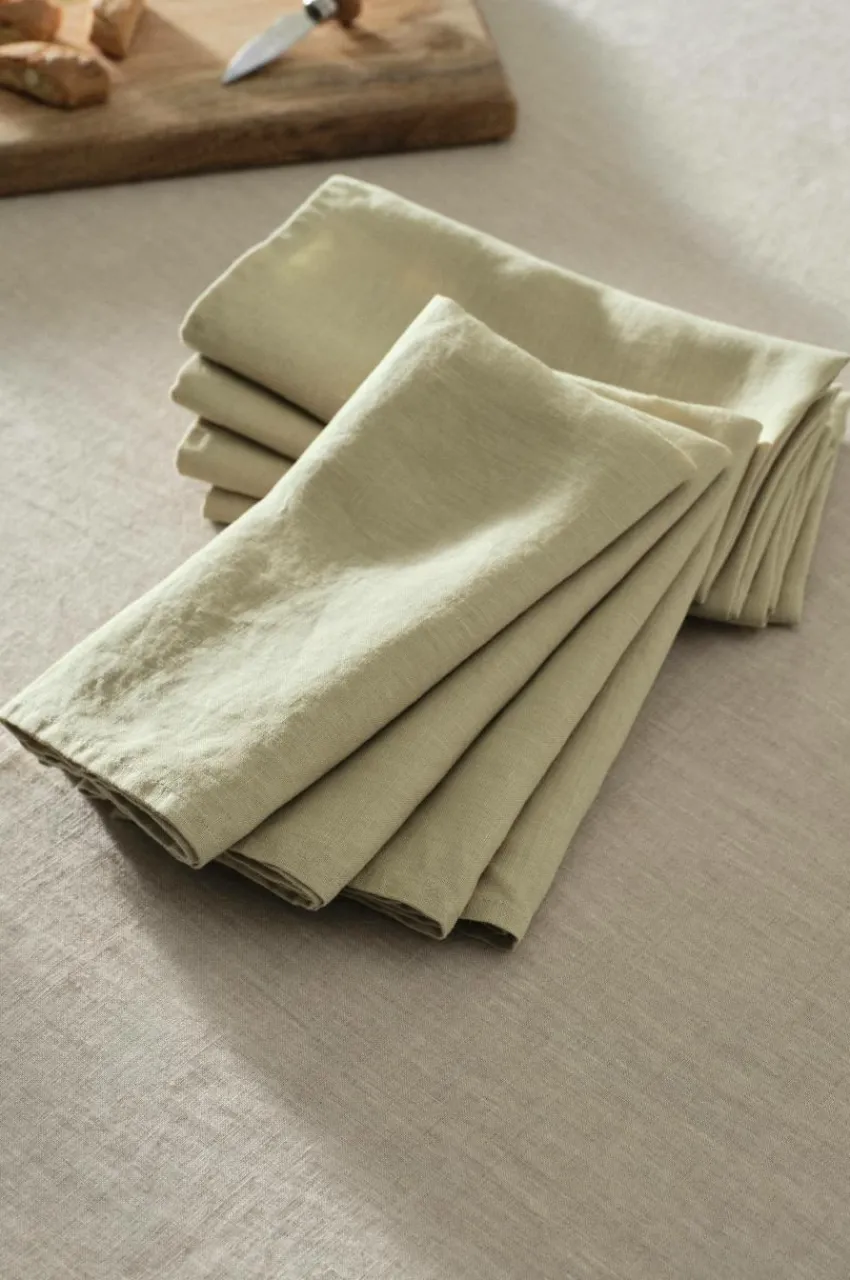 Servetter|Jotex JONIE Linneservett 8-pack Grönbeige
