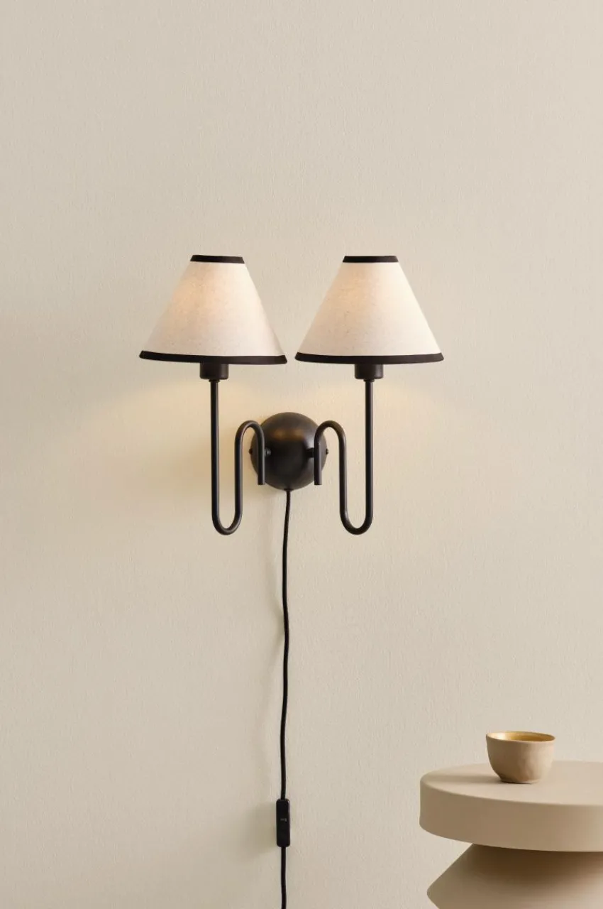 Vägglampor|Jotex JULIET Vägglampa Naturvit/svart