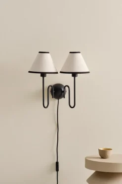 Vägglampor|Jotex JULIET Vägglampa Naturvit/svart