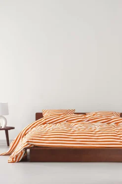 Påslakanset|Jotex KAYO Påslakanset Dubbelsäng Ekologisk Orange/vit