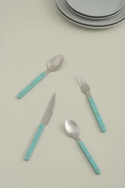 Bestick|Jotex KIAN Bestickset 24-pack Matt silver/turkosgrön