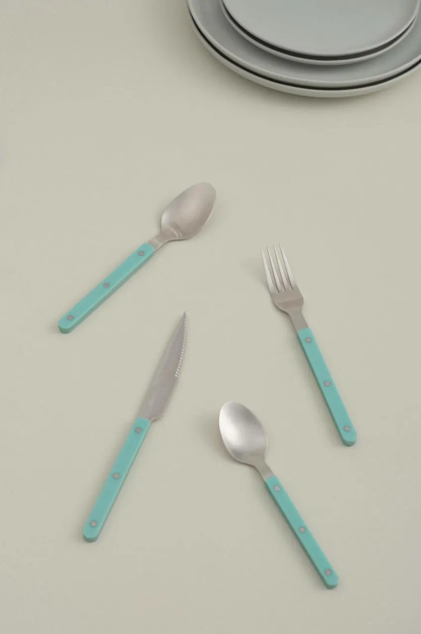 Bestick|Jotex KIAN Bestickset 24-pack Matt silver/turkosgrön
