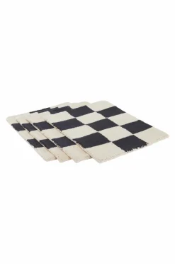 Bordstabletter|Jotex KIO CHECK Bordstablett 4-pack - Ekologisk Beige/svart