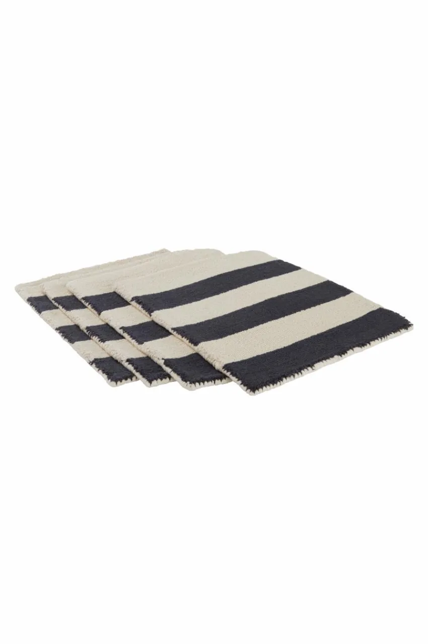 Bordstabletter|Jotex KIO STRIPE Bordstablett 4-pack - Ekologisk Beige/svart