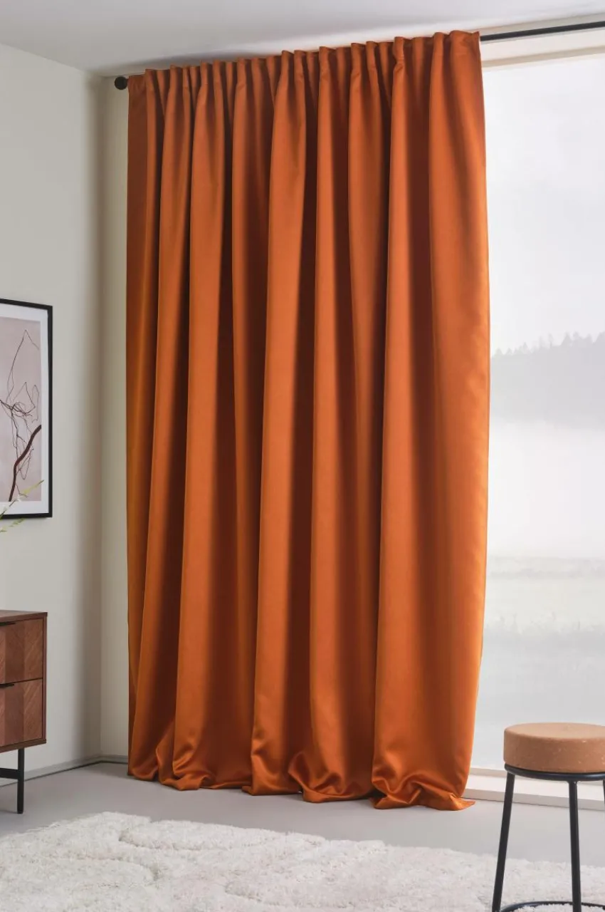 Mörkläggningsgardiner|Jotex KYLIE Mörkläggningsgardin 1 Längd - Extra Bred Bränd orange