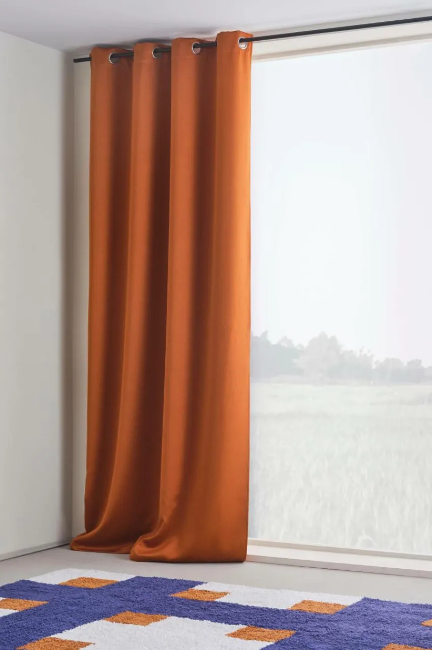 Öljettgardiner|Mörkläggningsgardiner|Jotex KYLIE Mörkläggningsgardin Med öljetter - 1 Längd Bränd orange